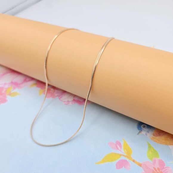 "Minimalist Rose Gold Snake Chain Necklace for Women, 17.7 Inch Length, XPNL0080 - Picture 2 of 12